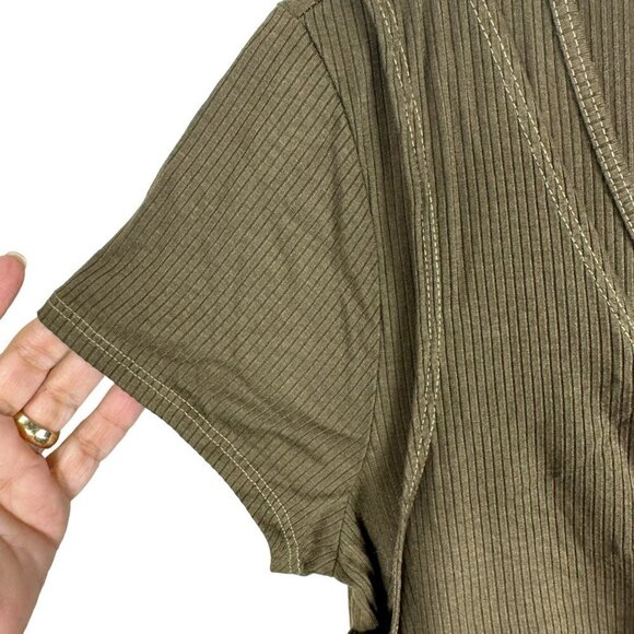 Anthropologie T.La Green Knit Twist Front Midi Hunter Green Dress Size S - Picture 6 of 13